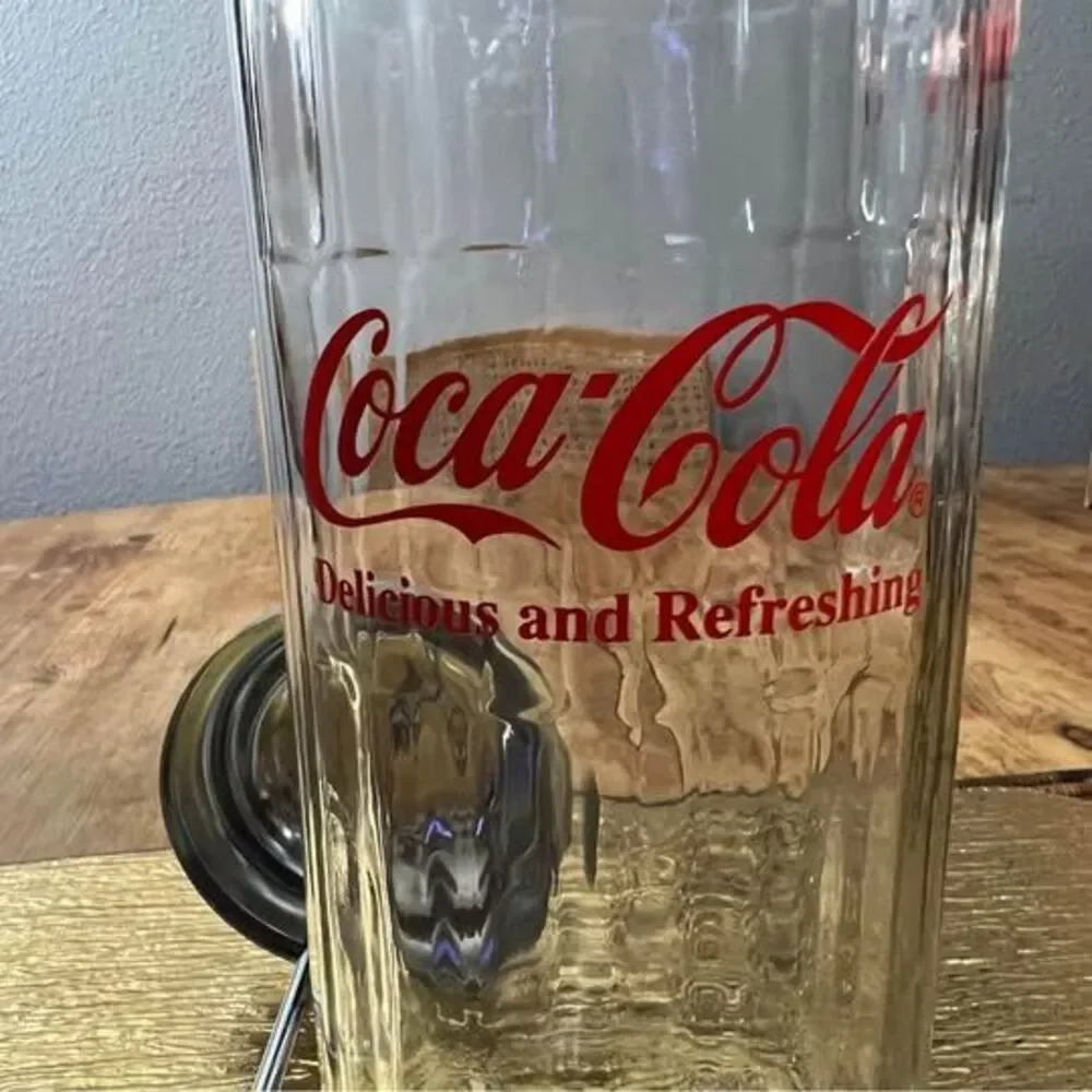 Coca Cola Straw Dispenser Glass Holder Jar Coke Bottle Soda Drink Diner